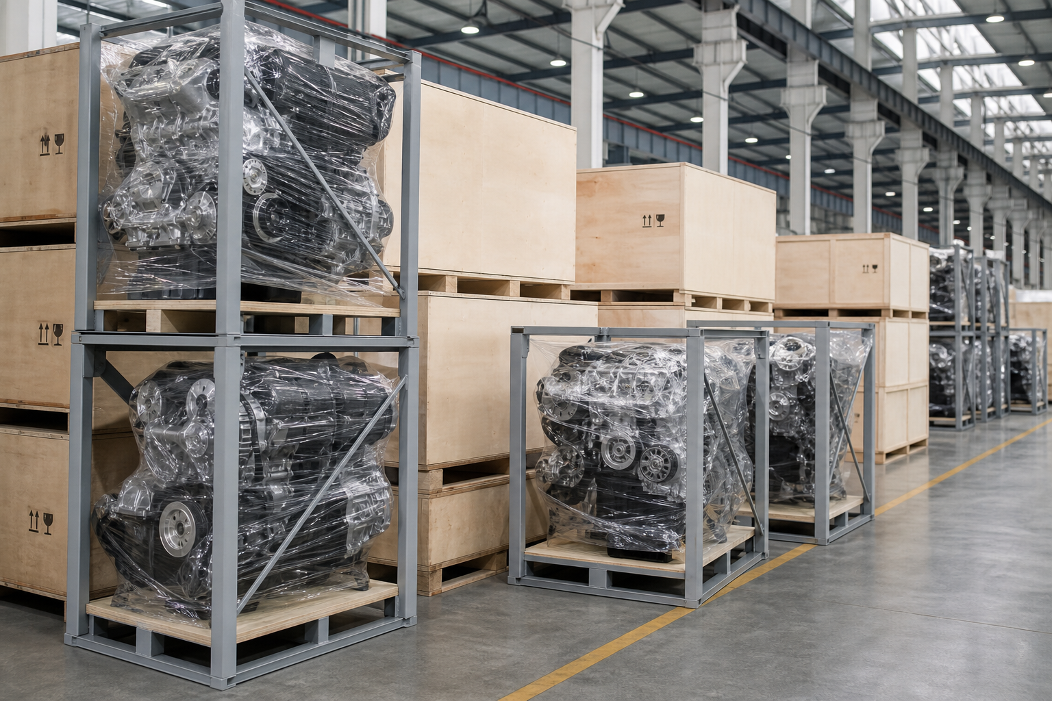 Engines crated for global export